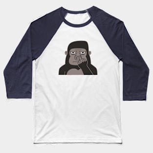 Rude Gorilla Picking Nose Using Middle Finger Baseball T-Shirt